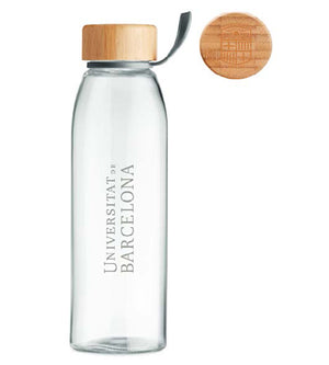 Glass bottle with bamboo cap